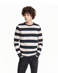 H&M Block Striped Sweater Dark Bluewhite