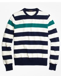 Brooks Brothers Contrast Chest Stripe Crewneck Sweater