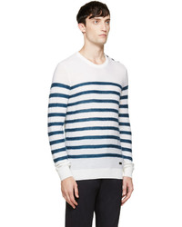 Burberry London White Mohair Striped Hornchurch Sweater