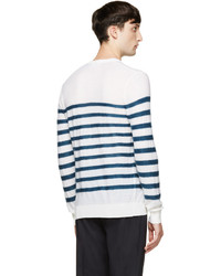 Burberry London White Mohair Striped Hornchurch Sweater