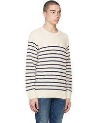 Nudie Jeans Off White Navy Striped Hampus Sweater