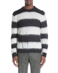 Saint Laurent Stripe Mohair Blend Crewneck Sweater