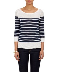 Barneys New York Stripe Sweater White
