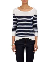 Barneys New York Stripe Sweater White