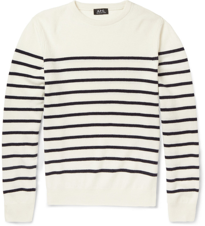 A.P.C. Striped Wool And Cashmere. striped cashmere sweater. 