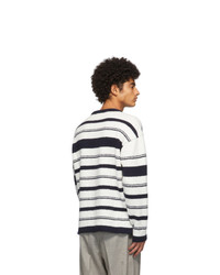 Our Legacy White And Navy Wool Sonar Sweater
