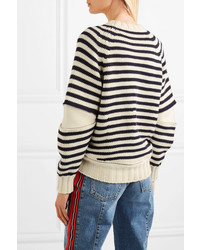 Alexander McQueen Zip Embellished Striped Wool Sweater