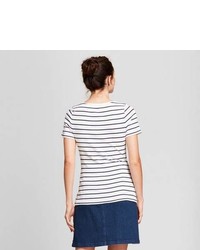 A New Day Striped Fitted Short Sleeve Scoop T Shirt