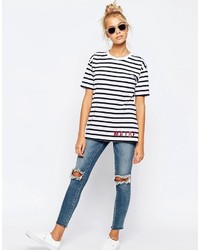 Asos Tall Asos Tall T Shirt In Stripe With Maybe Print