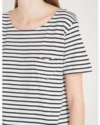 Chinti and Parker Heart Pocket Striped Cotton Jersey T Shirt