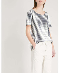 Chinti and Parker Heart Pocket Striped Cotton Jersey T Shirt