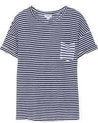 Frame Denim Le Boyfriend Striped Linen T Shirt