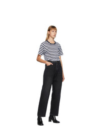 Acne Studios Navy And White Classic Fit Striped T Shirt