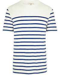 River Island Navy Breton Stripe T Shirt