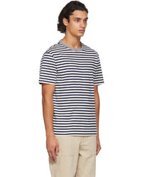 Officine Generale Navy Off White Striped T Shirt