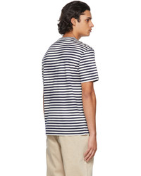 Officine Generale Navy Off White Striped T Shirt