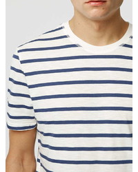 Topman Navy Stripe Slub T Shirt