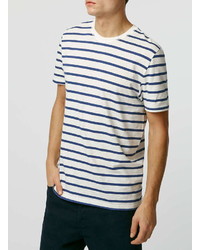 Topman Navy Stripe Slub T Shirt