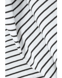 Acne Studios Nele Face Appliqud Striped Cotton Jersey T Shirt White