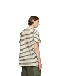 Loewe Off White And Navy Striped Anagram T Shirt