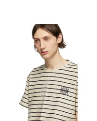 Loewe Off White And Navy Striped Anagram T Shirt