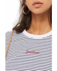 Topshop Petite Stripe Sweetheart T Shirt