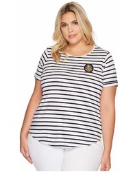 Lauren Ralph Lauren Plus Size Bullion Patch Striped T Shirt T Shirt
