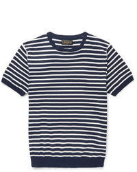 Beams Plus Striped Knitted Cotton T Shirt