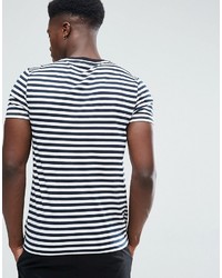 Asos Stripe T Shirt In Navy And White
