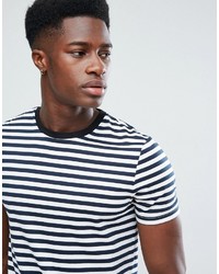 Asos Stripe T Shirt In Navy And White