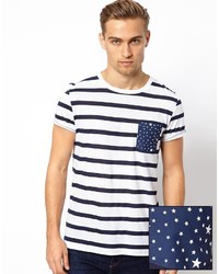 Asos Stripe T Shirt With Star Print Pocket
