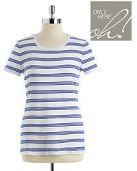 Lord & Taylor Striped Cotton Tee