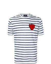 DSQUARED2 Striped T Shirt With Heart Patch
