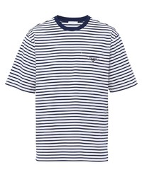 Prada Striped Triangle Logo T Shirt