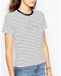 Asos T Shirt In Stripe With 1975 Print