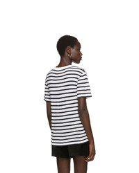 alexanderwang.t White And Navy Striped Slub Pocket T Shirt