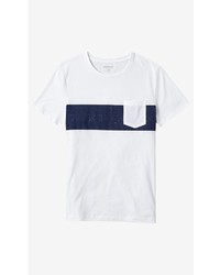 White Chest Stripe Pocket T Shirt