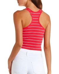 Charlotte Russe Striped Ribbed Racerback Crop Top