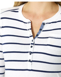 Lauren Ralph Lauren Plus Size Three Quarter Sleeve Striped Henley