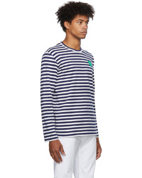 Comme Des Garcons Play Big Heart Striped Long Sleeve T Shirt