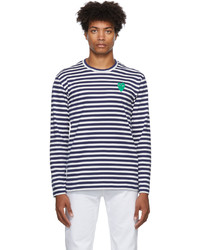 Comme Des Garcons Play Big Heart Striped Long Sleeve T Shirt