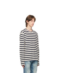 Junya Watanabe Blue And White Stripe Long Sleeve T Shirt