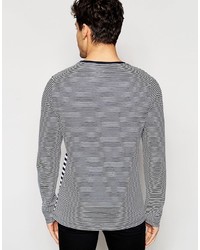 Asos Brand Long Sleeve T Shirt With Cut And Sew Stripes And Zip