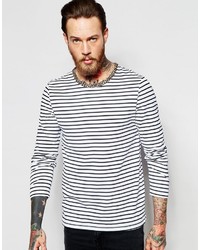 Asos Brand Stripe Long Sleeve T Shirt With Animal Print Necktrim