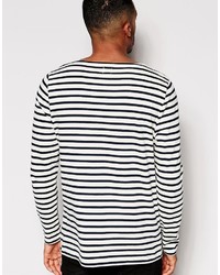 Asos Brand Stripe Long Sleeve T Shirt With Boat Neck