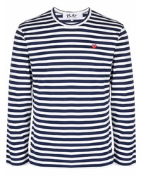 Comme Des Garcons Play Comme Des Garons Play Heart Embroidered Striped T Shirt