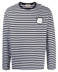 MAISON KITSUNÉ Fox Patch Striped T Shirt