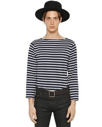 Saint Laurent Long Sleeve Striped Cotton T Shirt