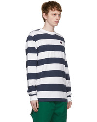 Billionaire Boys Club Navy White Striped Rugby Long Sleeve T Shirt
