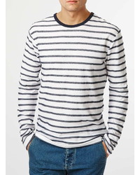 Topman Navywhite Striped Long Sleeve Ringer T Shirt